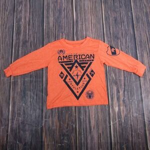 American Fighter Shirt Toddler Boys 2T Orange Long Sleeve Graphic Tee Crewneck